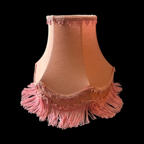 2 Lamps Victorian Mid-Century with Pink Fringe Shades Porcelain Base Flowers - Picture 13 of 16